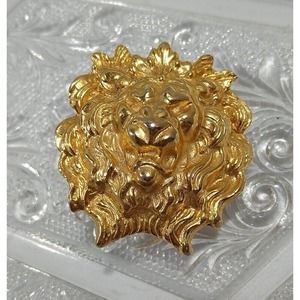 Vintage Gold Tone Metal Lion Belt Buckle Mimi D In 1989